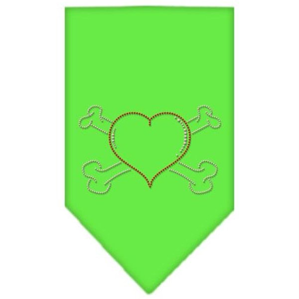 Unconditional Love Heart Crossbone Rhinestone Bandana Lime Green Small UN813996